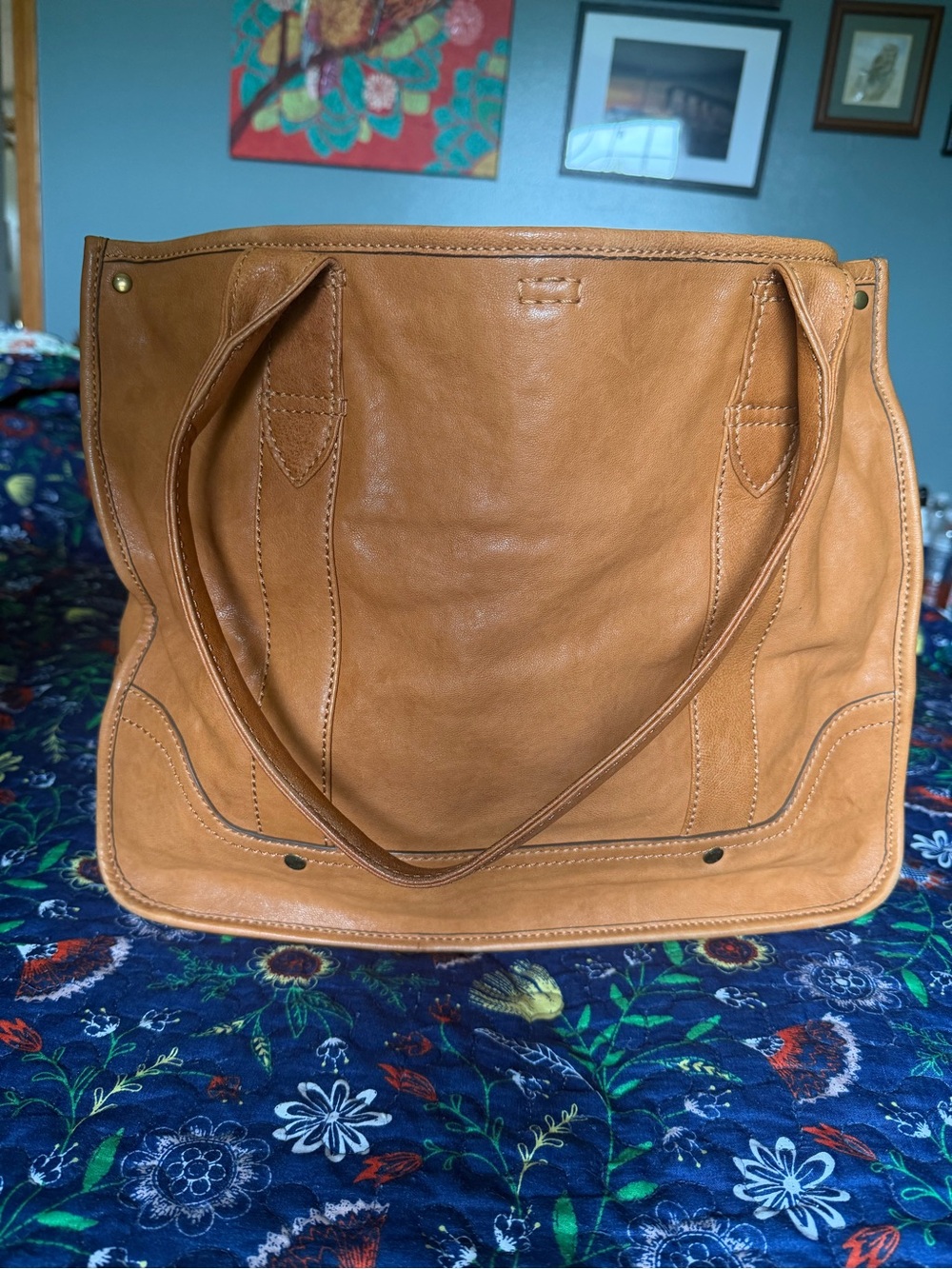 Frye Tan Leather Madison Tote with Double Handles - Picture 2 of 8